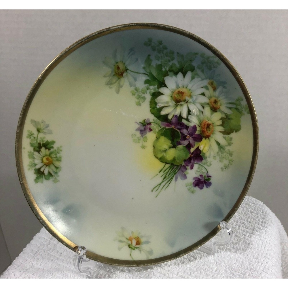 VTG Hand Painted 6" Dessert Plate Daisy Violet  Royal Rudolstadt Prussia